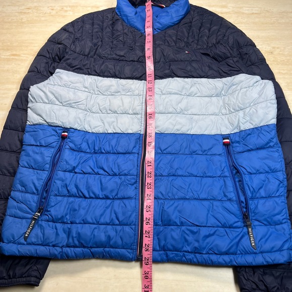 Tommy Hilfiger Color Block Puffer Jacket Mens XL Full Zip Lightweight - Picture 9 of 16